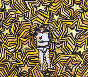 ENRIQUE ARNAUD BLUM "GATO ANDALUZ  CON ESTRELLAS” PINTURA