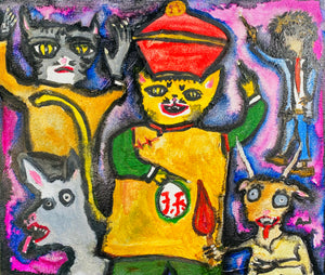 ENRIQUE ARNAUD BLUM "GATO GOHAN Y XOLOS” PINTURA