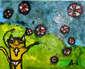ENRIQUE ARNAUD “ GATO JUGANDO” ÓLEO SOBRE TELA