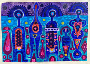 ÁNGEL VELASCO "DANZA LAS LIBÉLULAS" MIXTA SOBRE PAPEL