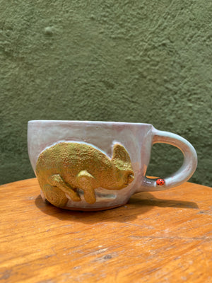 TAZAS ESCULTURA BARRO ESMALTADO ROY R OLIVER