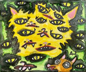 ENRIQUE ARNAUD BLUM "GATO, CARAS XOLO Y FONDO VERDE” PINTURA