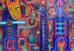 ÁNGEL VELASCO "PETROGLIFOS" MIXTA SOBRE PAPEL