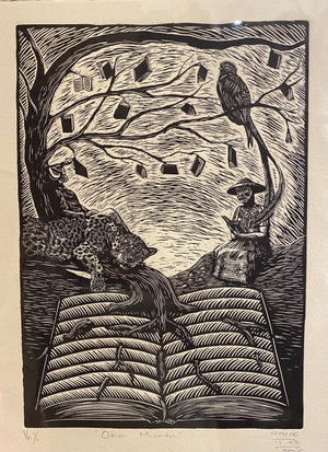 HAZHE IS ! "OTROS MUNDOS" GRABADO EN LINÓLEO
