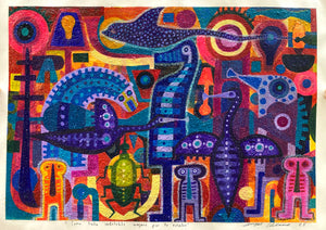 ÁNGEL VELASCO "COMO TINTA INDELEBLE VIAJARÉ POR TU VIENTRE" MIXTA SOBRE PAPEL
