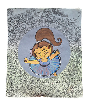 ANT GARCÍA "ST" (GATITA BAILARINA) PINTURA GOUACHE EN PAPEL MARMOLEADO