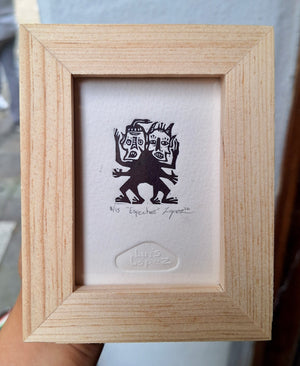 LUIS LÓPEZ  "ESPECTROS" LINOGRABADO CON MARCO