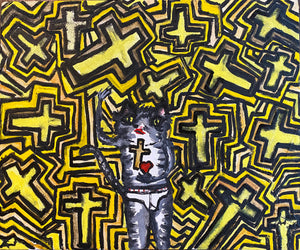 ENRIQUE ARNAUD BLUM "GATO CON CRUCES” PINTURA