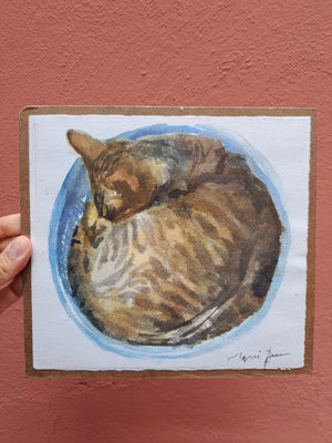 MARI PÉREZ "GATITO COMPACTO 1" TINTA Y ACUARELA