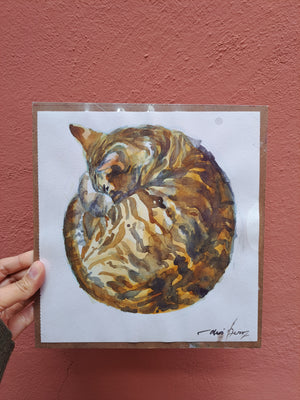 MARI PÉREZ “GATITO COMPACTO 2” TINTA Y ACUARELA