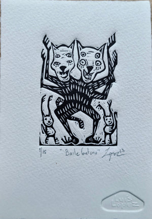 LUIS LOPEZ” BAILE GATUNO” LINOGRABADO