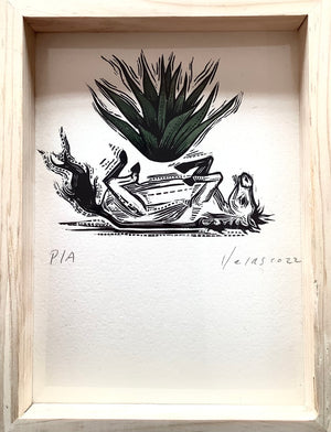 VENANCIO VELASCO “S/T (MAGUEY VERDE SOBRE CABALLO)” LINOGRABADO